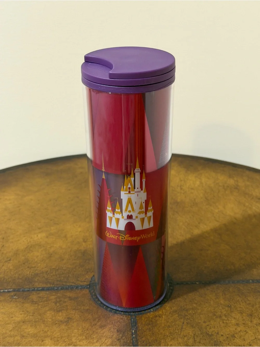 NEW WALT DISNEY WORLD STARBUCKS CINDERELLA CASTLE RED TRAVEL TUMBLER 16oz